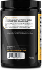 TransformHQ Whey Protein Isolate Vanilla Creme Brulee shaker filled with a quick protein drink.