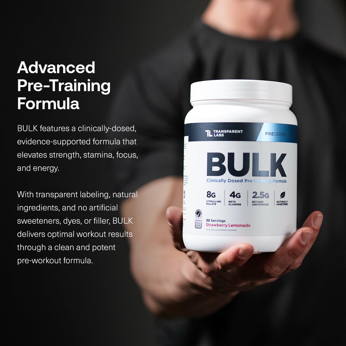 Bulk Pre-Workout powder dissolving in water for a quick, clean energy boost.