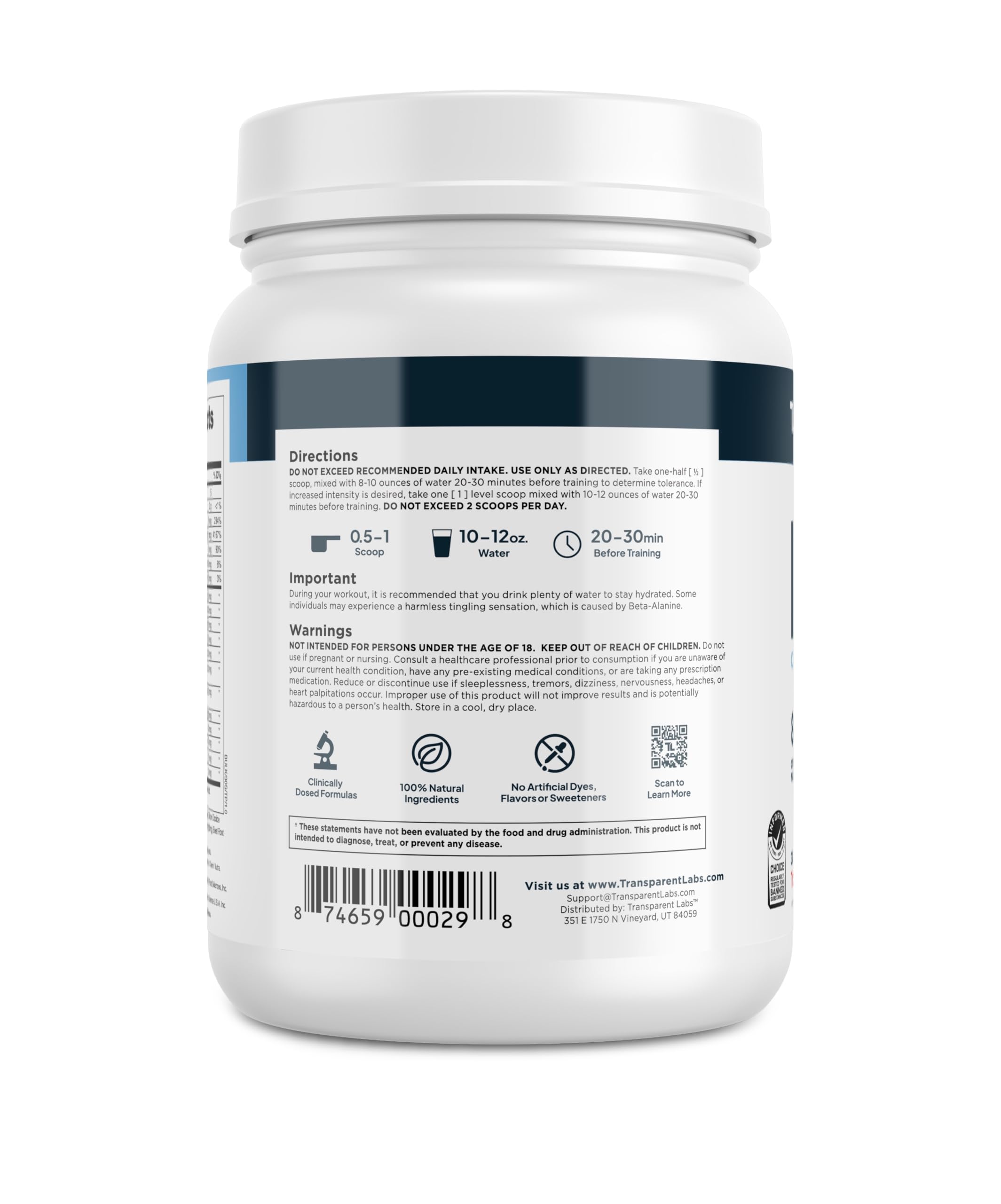 Transparent Labs Bulk Pre-Workout Tropical Punch fitness setup on desk