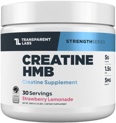 Transparent Labs Creatine HMB bottle shown for convenient, on-the-go muscle support.