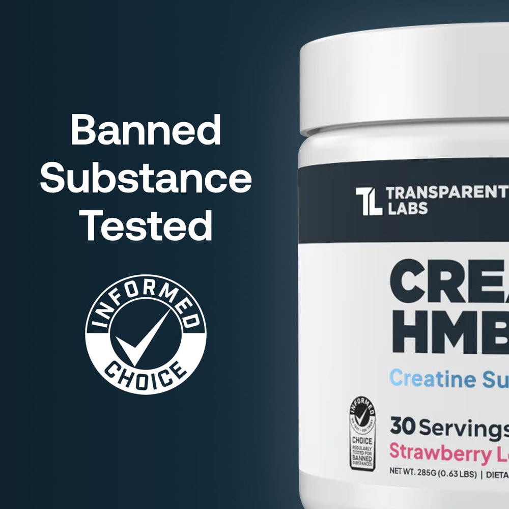 Transparent Labs Creatine HMB powder-dispense highlights easy mixing and dosing.