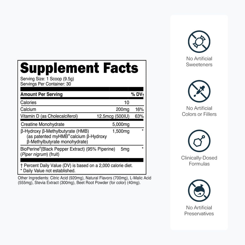 Transparent Labs Creatine HMB strawberry-lemonade glass signals tasty flavor option.