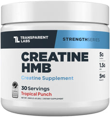 Transparent Labs Creatine HMB tropical punch bottle ready for intense training sessions.