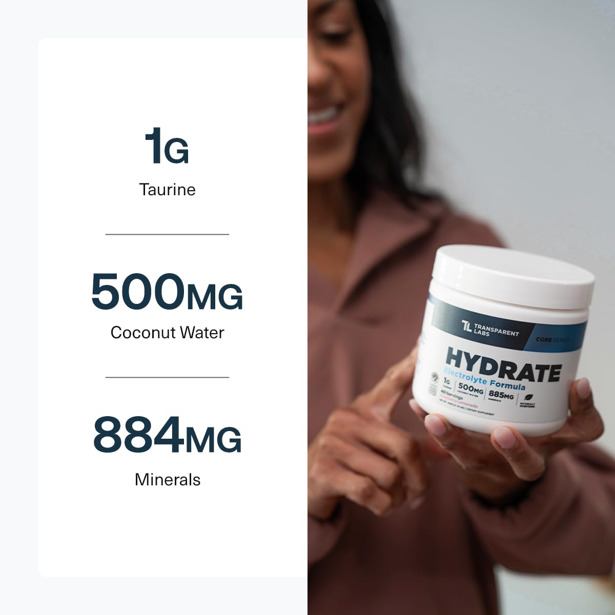 Transparent Labs Hydrate mixed in a glass for quick, refreshing hydration.