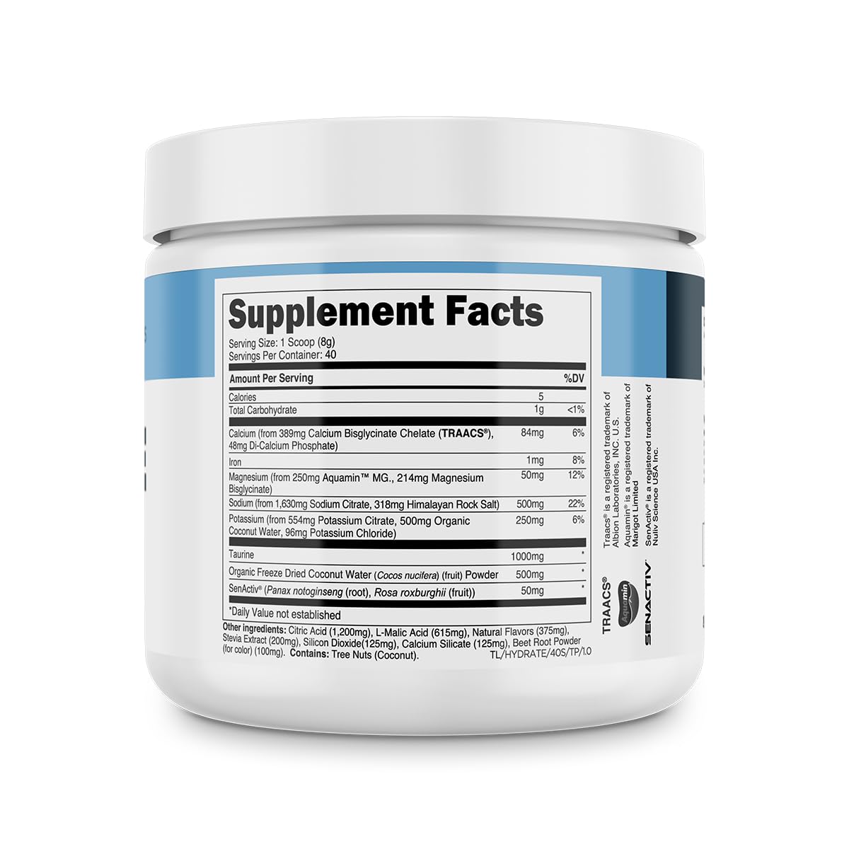 Transparent Labs Hydrate tropical-punch serving with vibrant color and flavor.