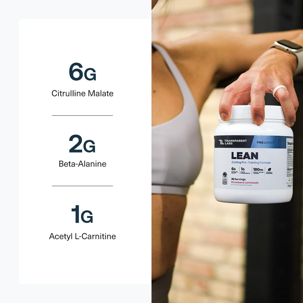 Transparent Labs Lean Pre-Workout blue raspberry beverage poured in glass