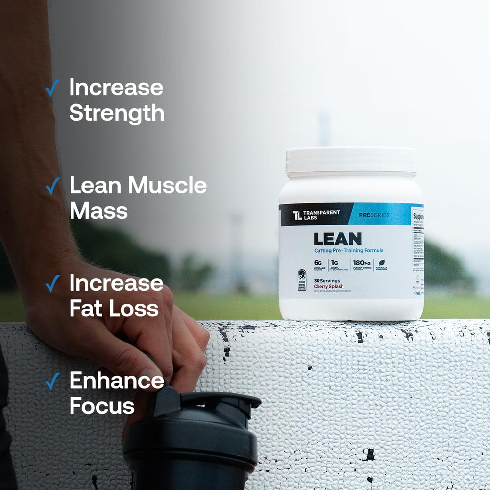 Transparent Labs Lean Pre-Workout shaker ready for a mixed drink