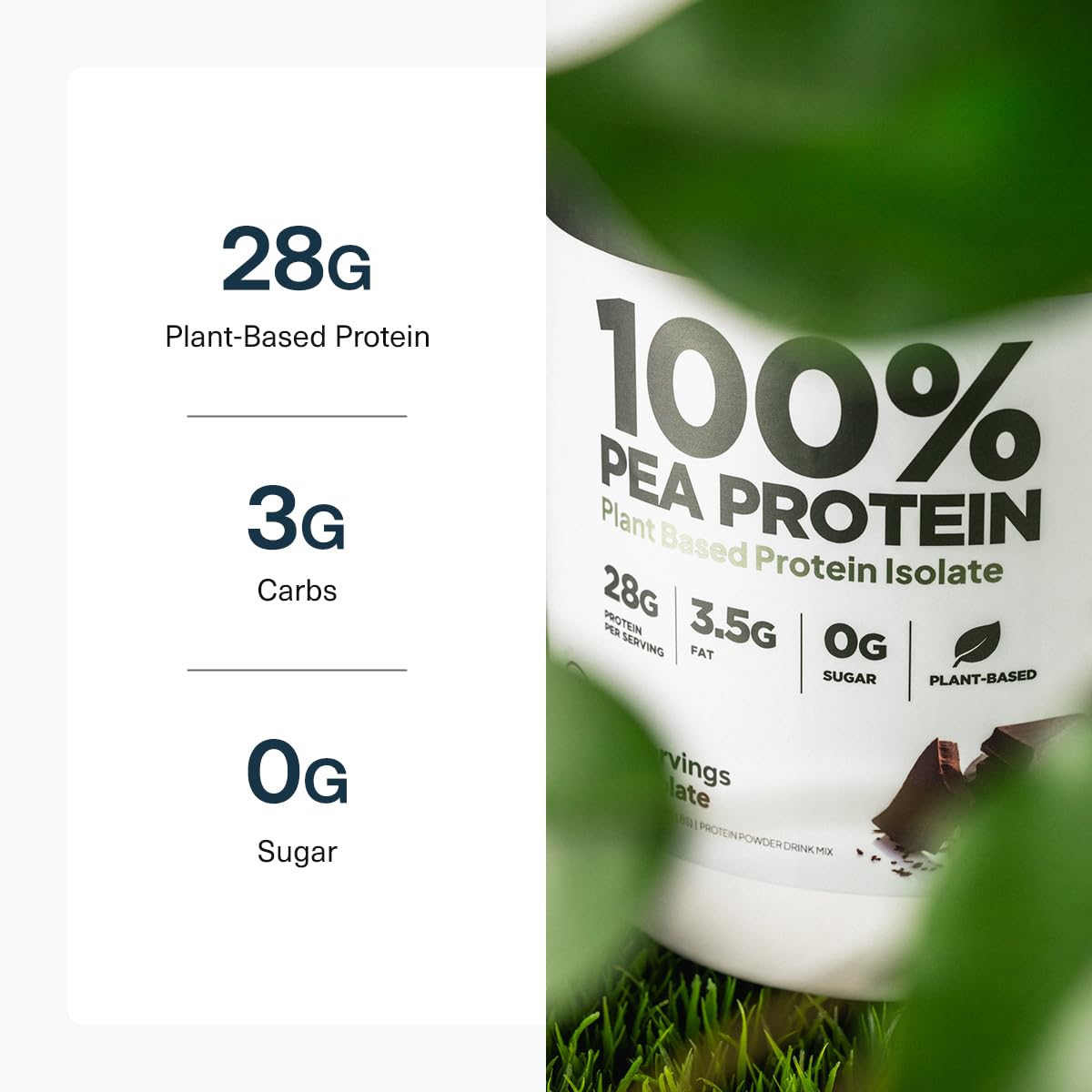 Transparent Labs non-GMO label on pea protein bottle for clean nutrition.