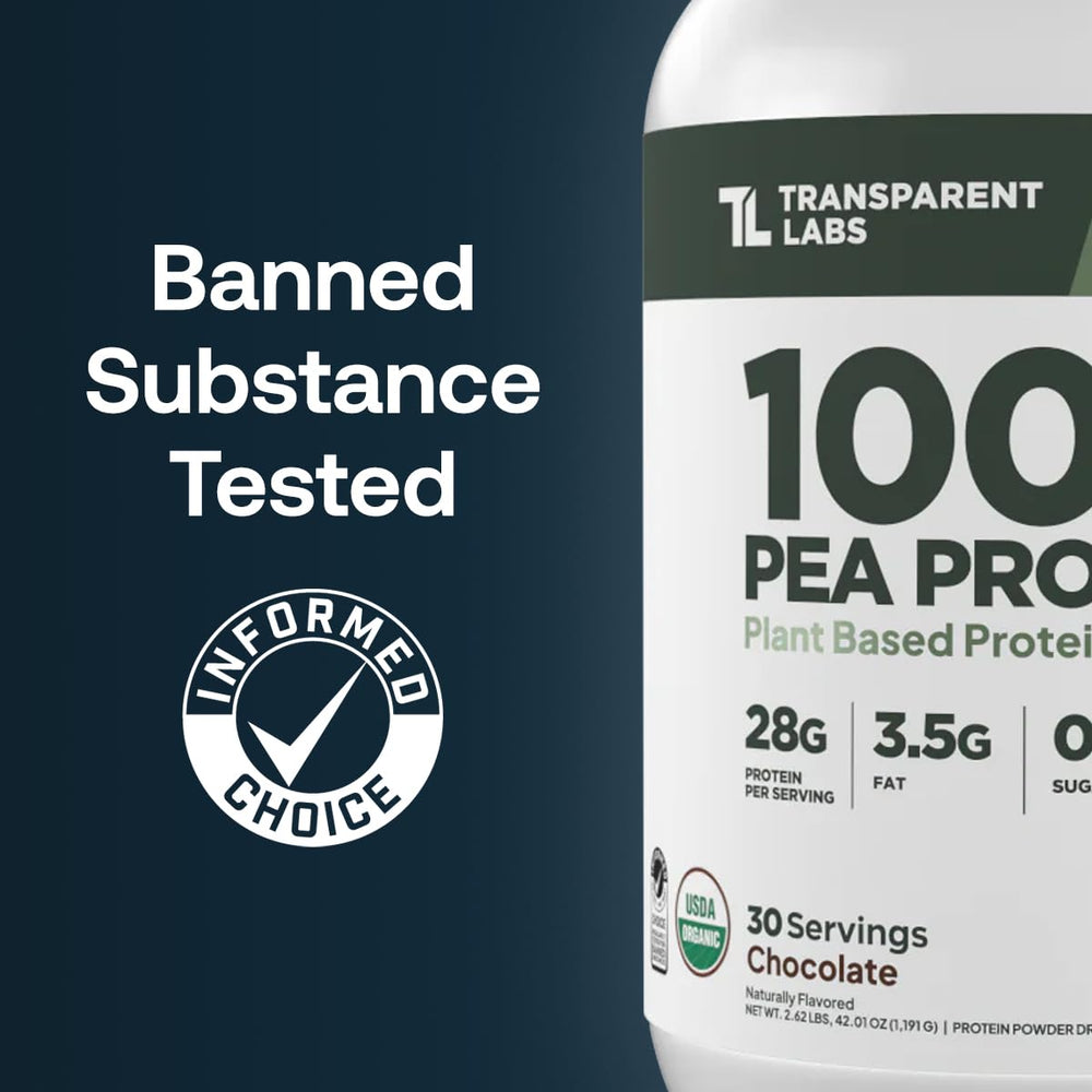 Transparent Labs pea protein powder scoop ready for precise serving.