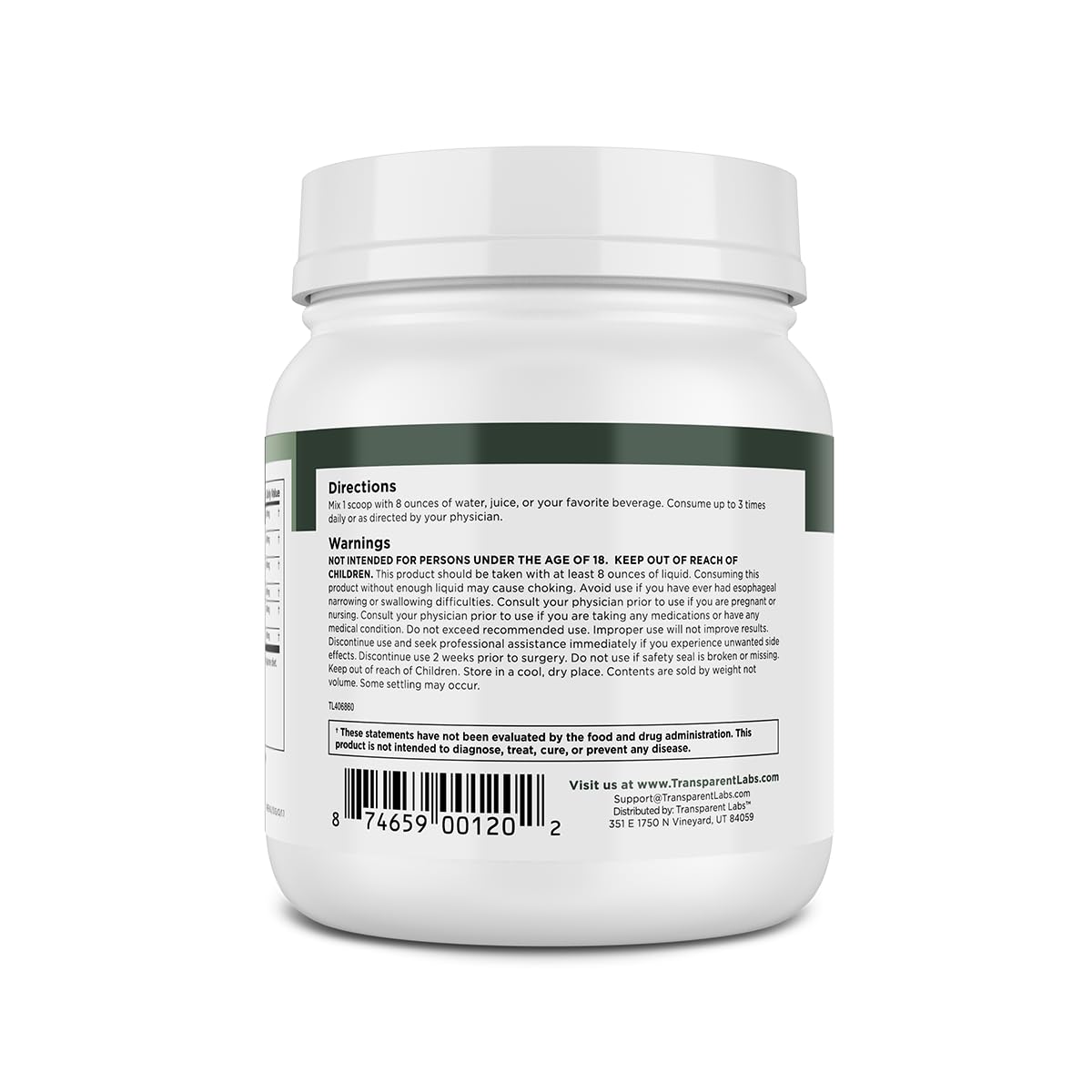 Transparent Labs Prebiotic Greens organic ingredient chart emphasizes spirulina and chlorella components.