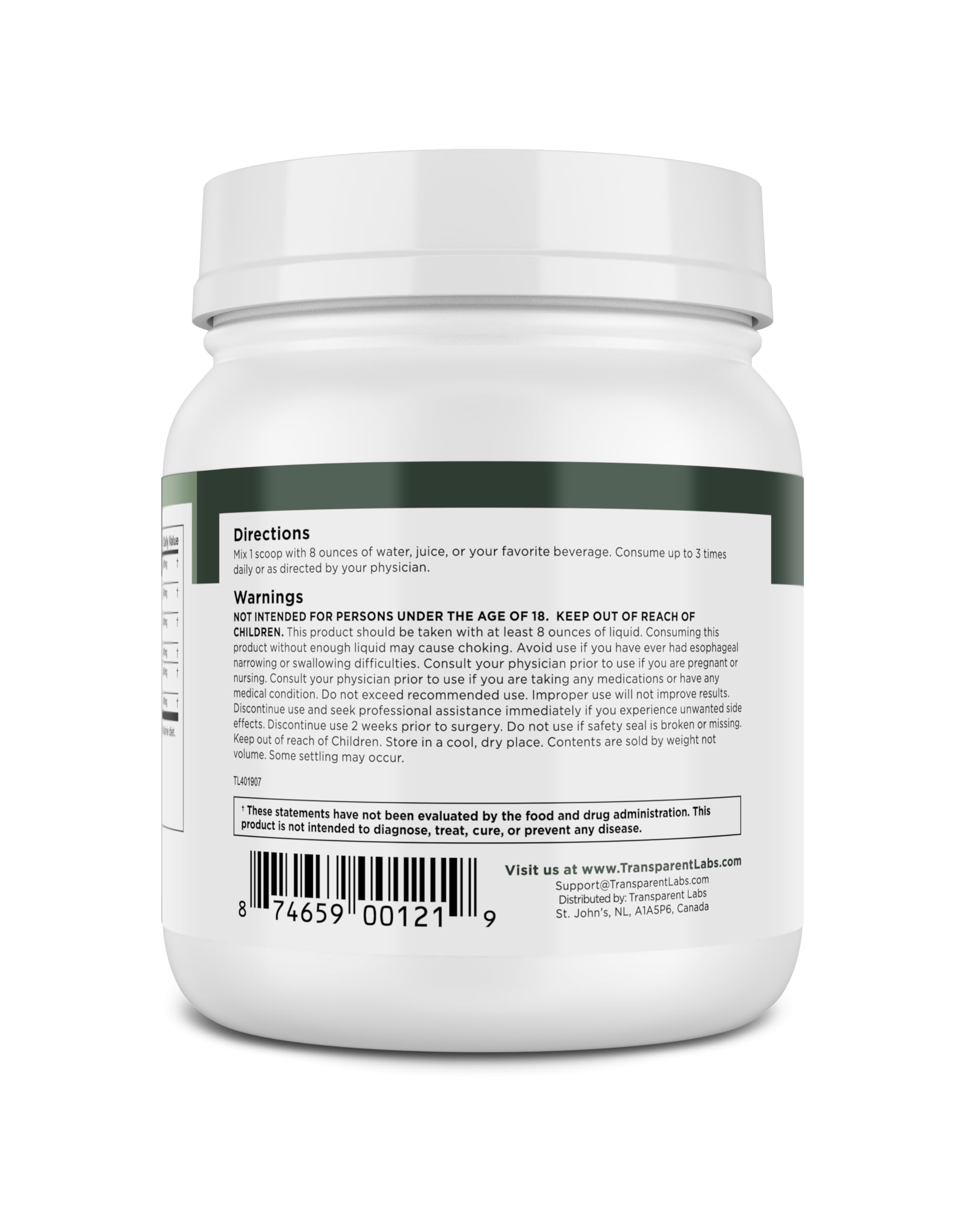 Transparent Labs Prebiotic Greens powder close-up shows fine texture