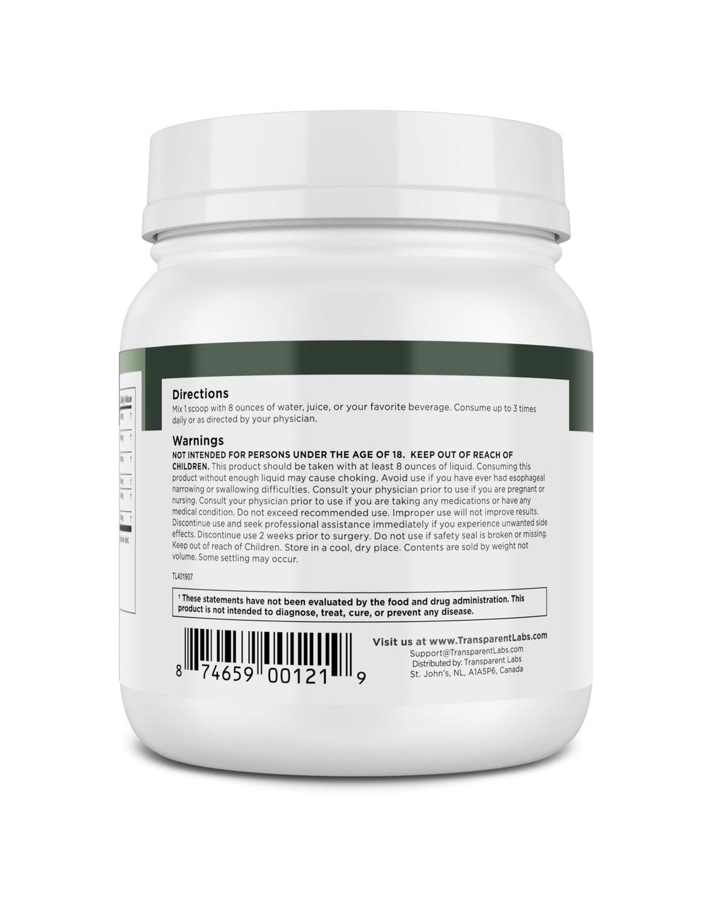 Transparent Labs Prebiotic Greens powder close-up shows fine texture