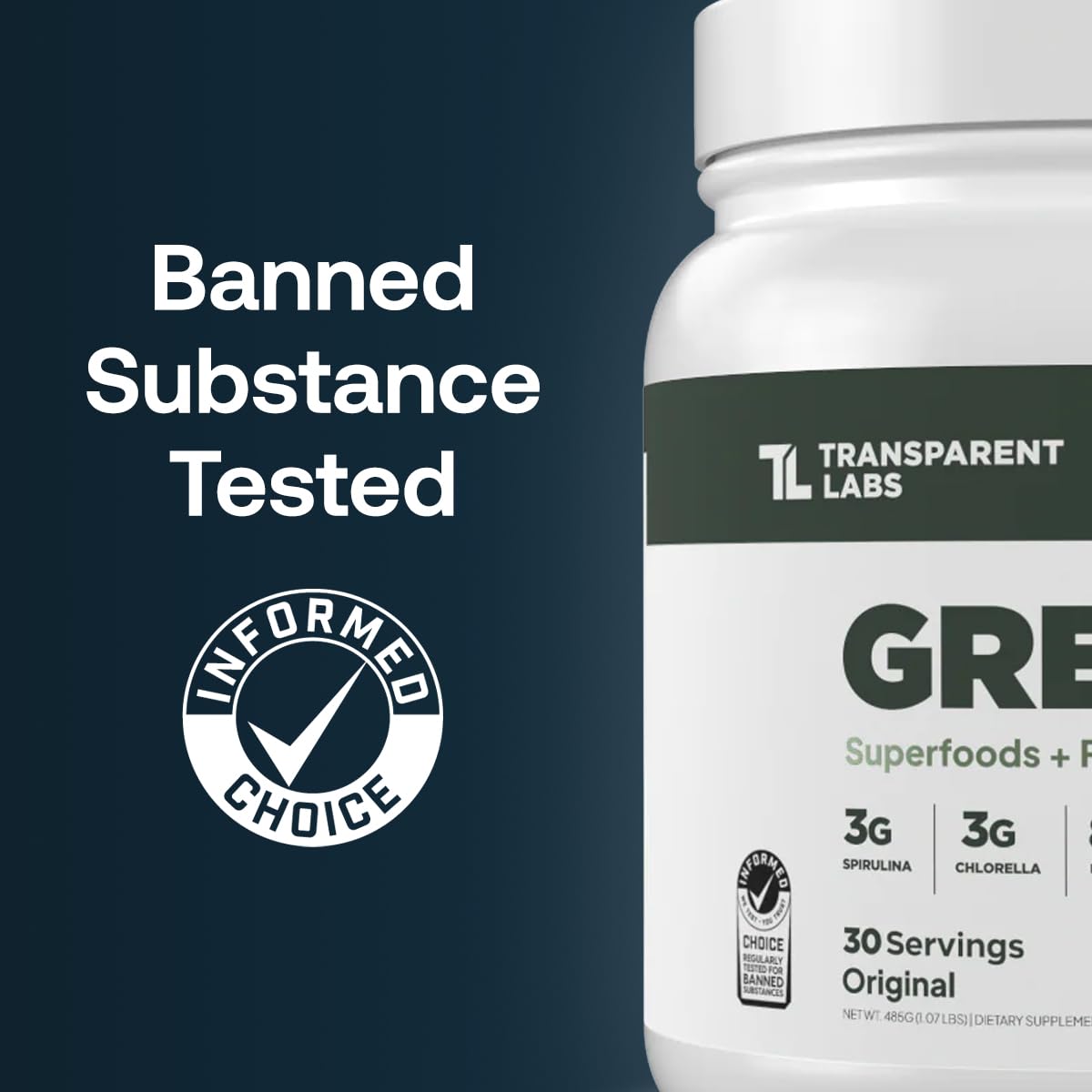 Transparent Labs Prebiotic Greens scoop dispensing an easy daily serving