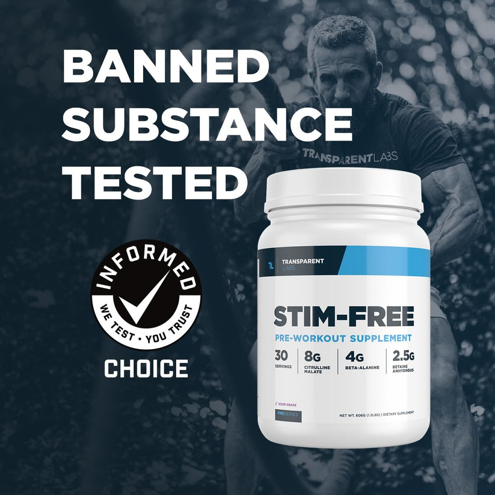 Transparent Labs Stim-Free Pre-Workout citrulline-malat powder promotes enhanced pumps and blood flow