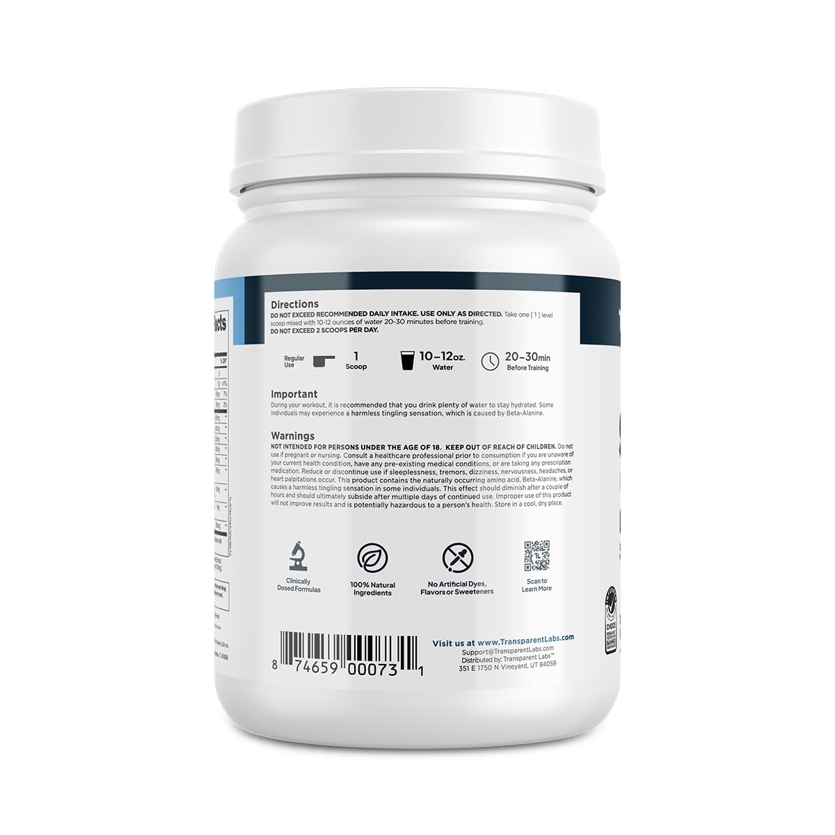 Transparent Labs Stim-Free Pre-Workout huperzine-a for enhanced concentration during sessions