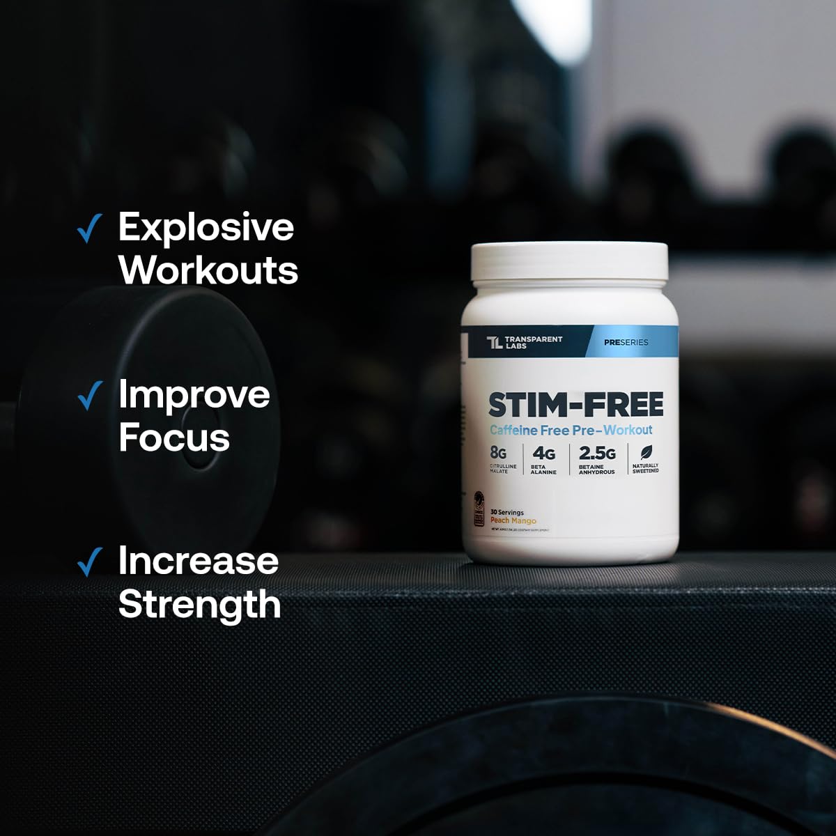 Athlete performing workout with stimulant-free formula.