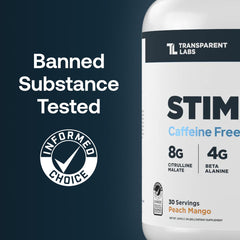 Scoop of Stim-Free Pre-Workout showing a 23g serving.