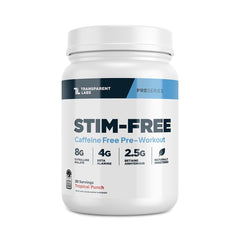 Transparent Labs Stim-Free Preworkout tub in tropical punch boosts focus and nitric oxide for pumps