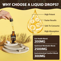 Trasicolor dropper mixed in water showing convenient use.
