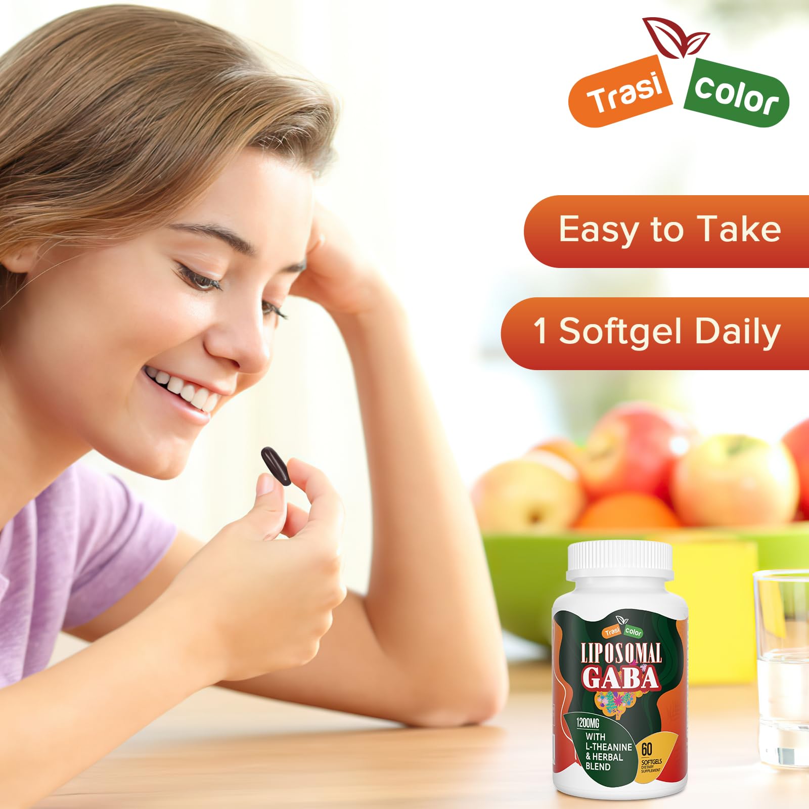 Trasicolor packaging box emphasizing two-month supply and quality.