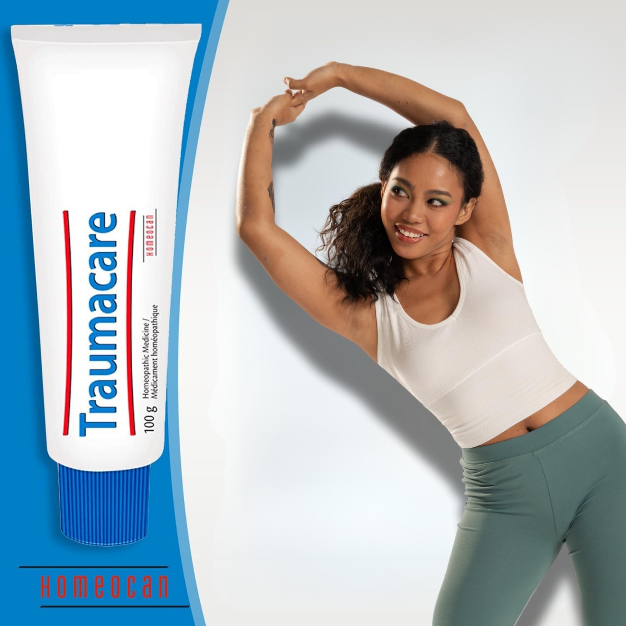 Gently massaging Traumacare Cream into skin for absorption.