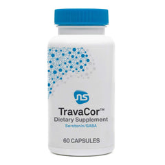 TravaCor bottle front view promoting daily calm mood support.
