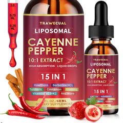 Trawecual liposomal cayenne dropper for fast-absorbing daily vitality.
