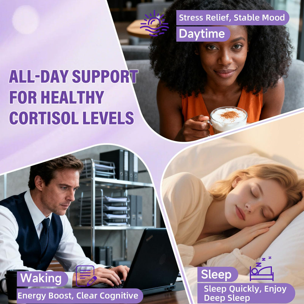 Relaxed adult at desk representing mood and focus support