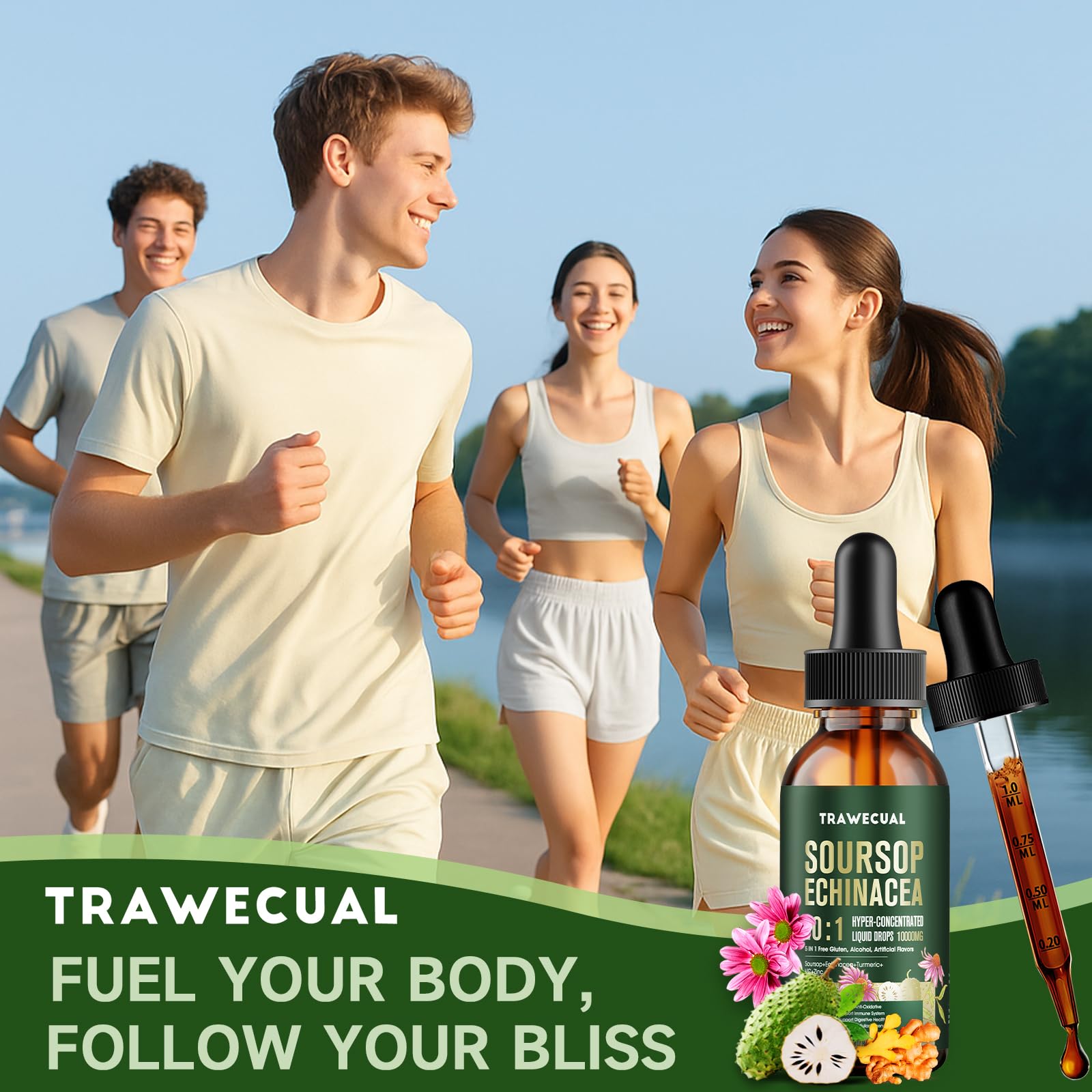 Trawecual Soursop Drops daily-dose packaging promotes easy use.