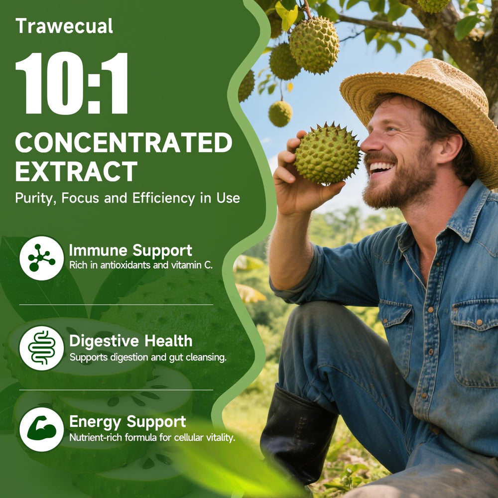 Trawecual Soursop Drops with dropper enabling precise, quick dosing.