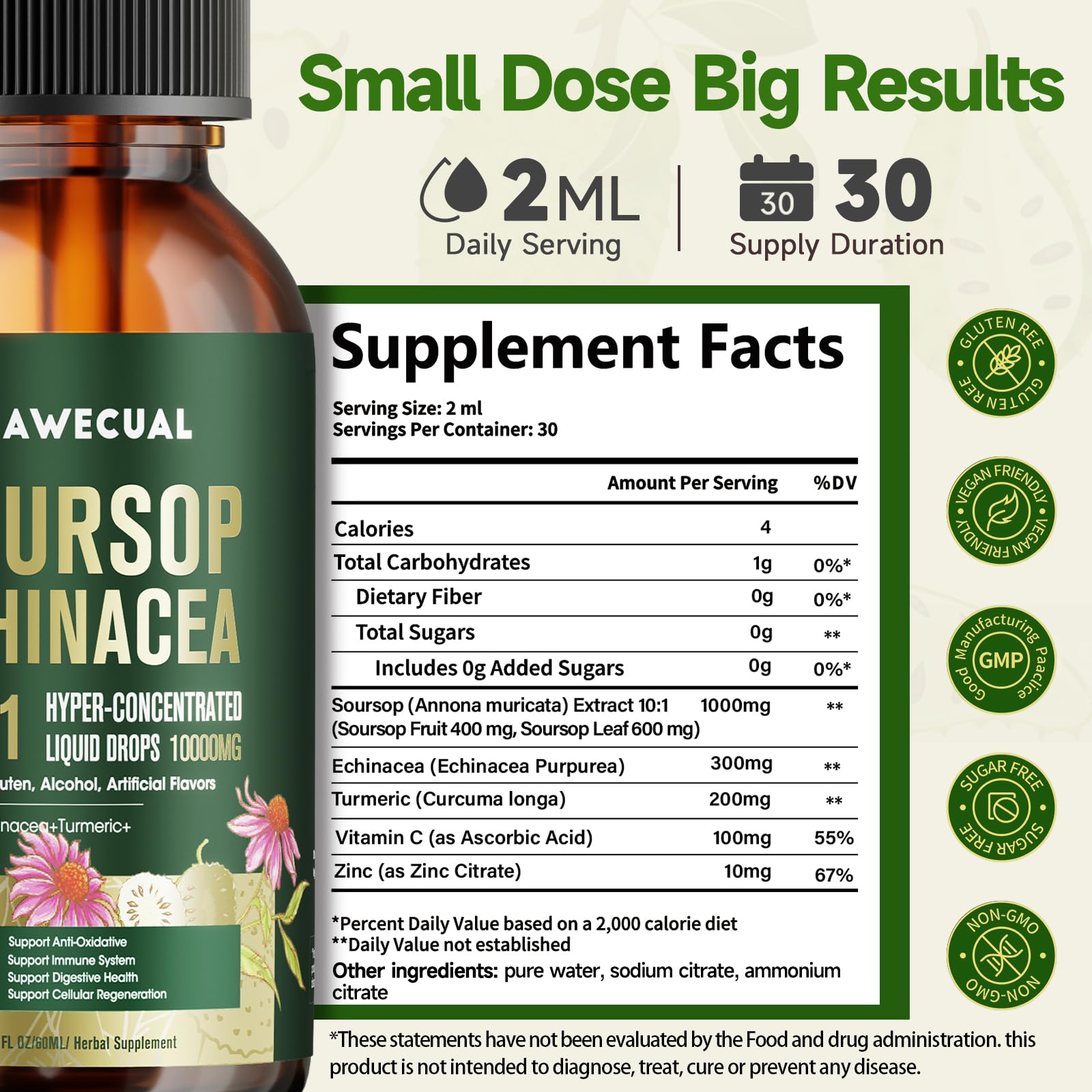 Trawecual Soursop Drops flavor suggests mild, pleasant taste for daily use.
