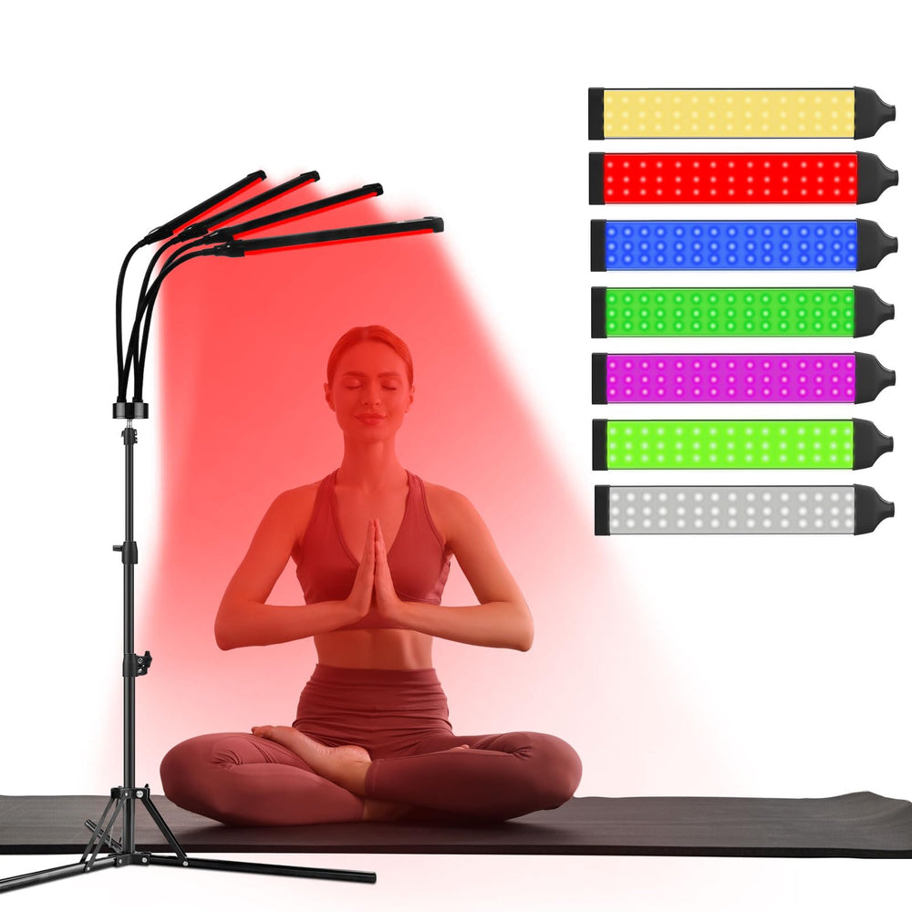 Trayvespace red light therapy lamp on a sturdy stand for home use and relaxation