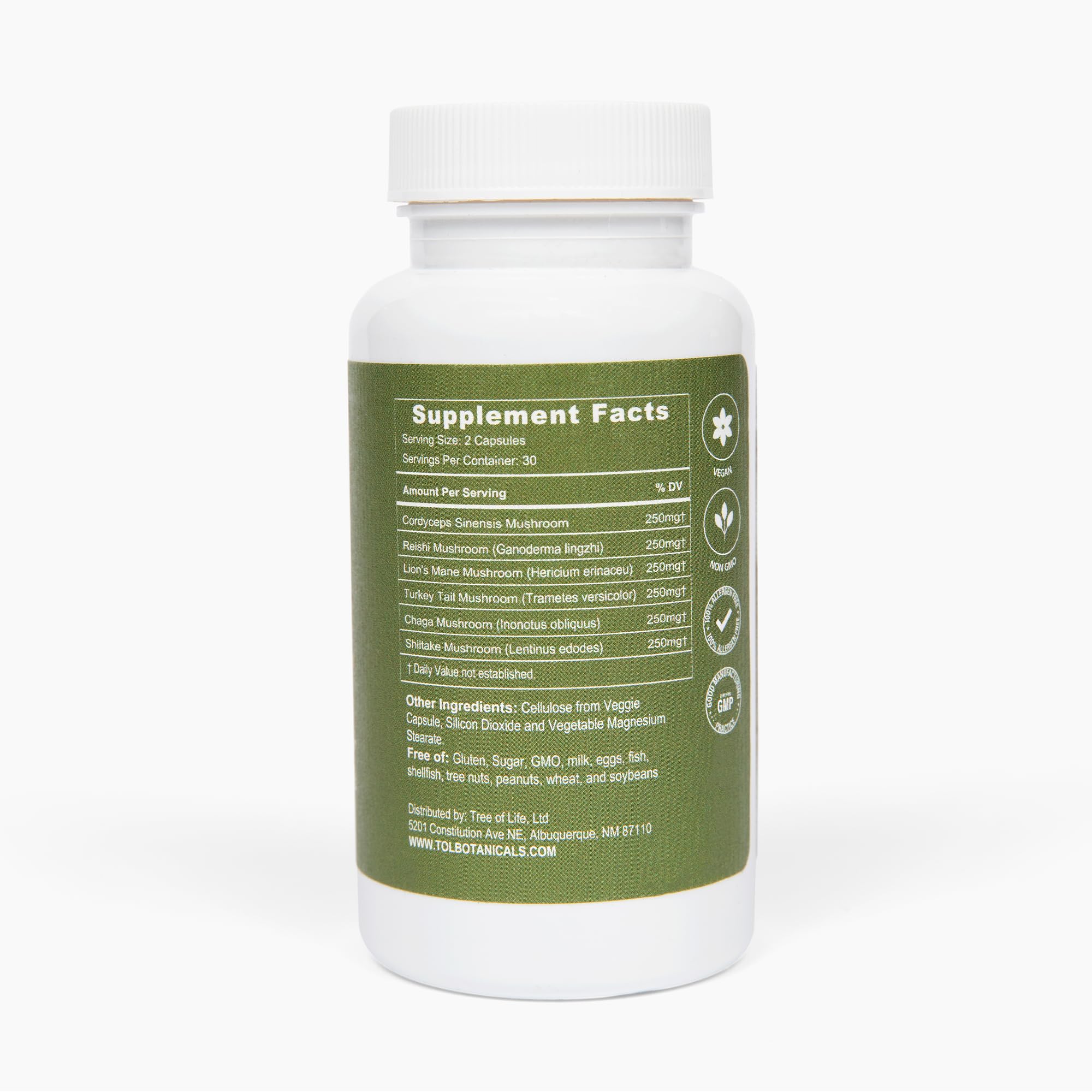Turkey Tail and Shiitake pairing in Tree of Life Immunity blend for gut balance