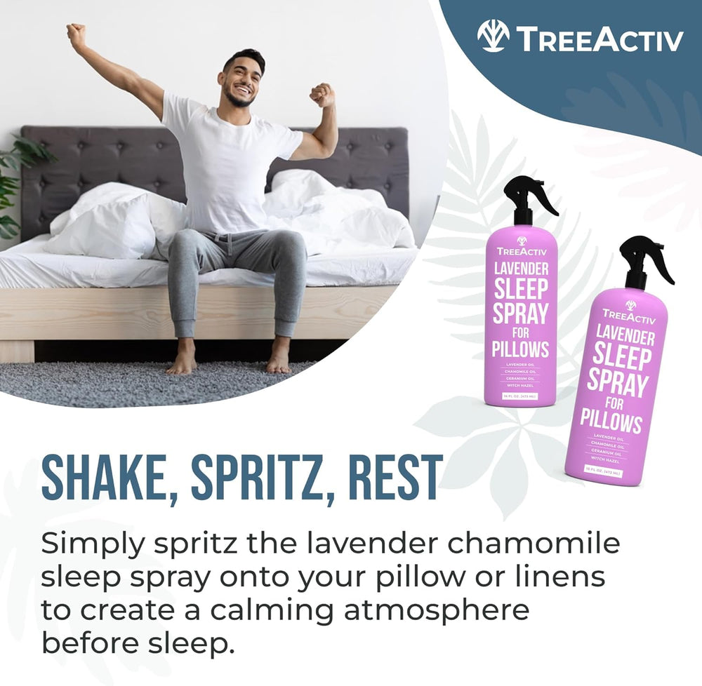 TreeActiv sleep spray on room textiles creating a serene nighttime atmosphere