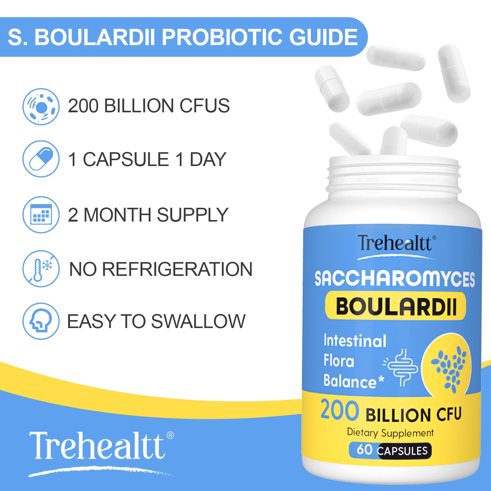 Trehealtt travel pack with bottle, convenient probiotic on the go.