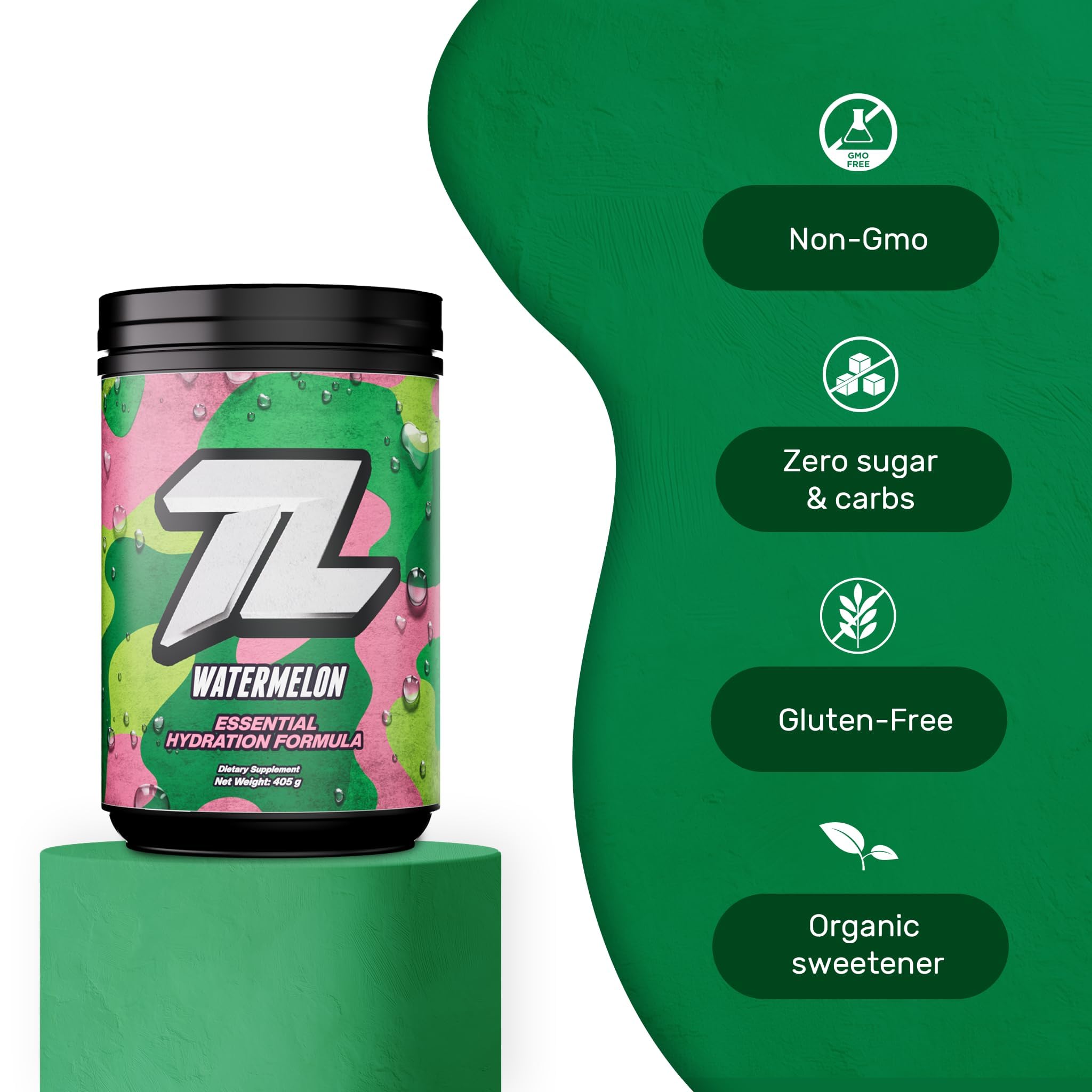 Treigning Lab Hydration bottle on a travel bag for on-the-road hydration