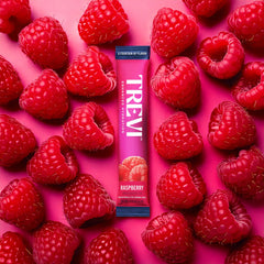 TREVI Raspberry electrolyte powder stirred into water for quick hydration