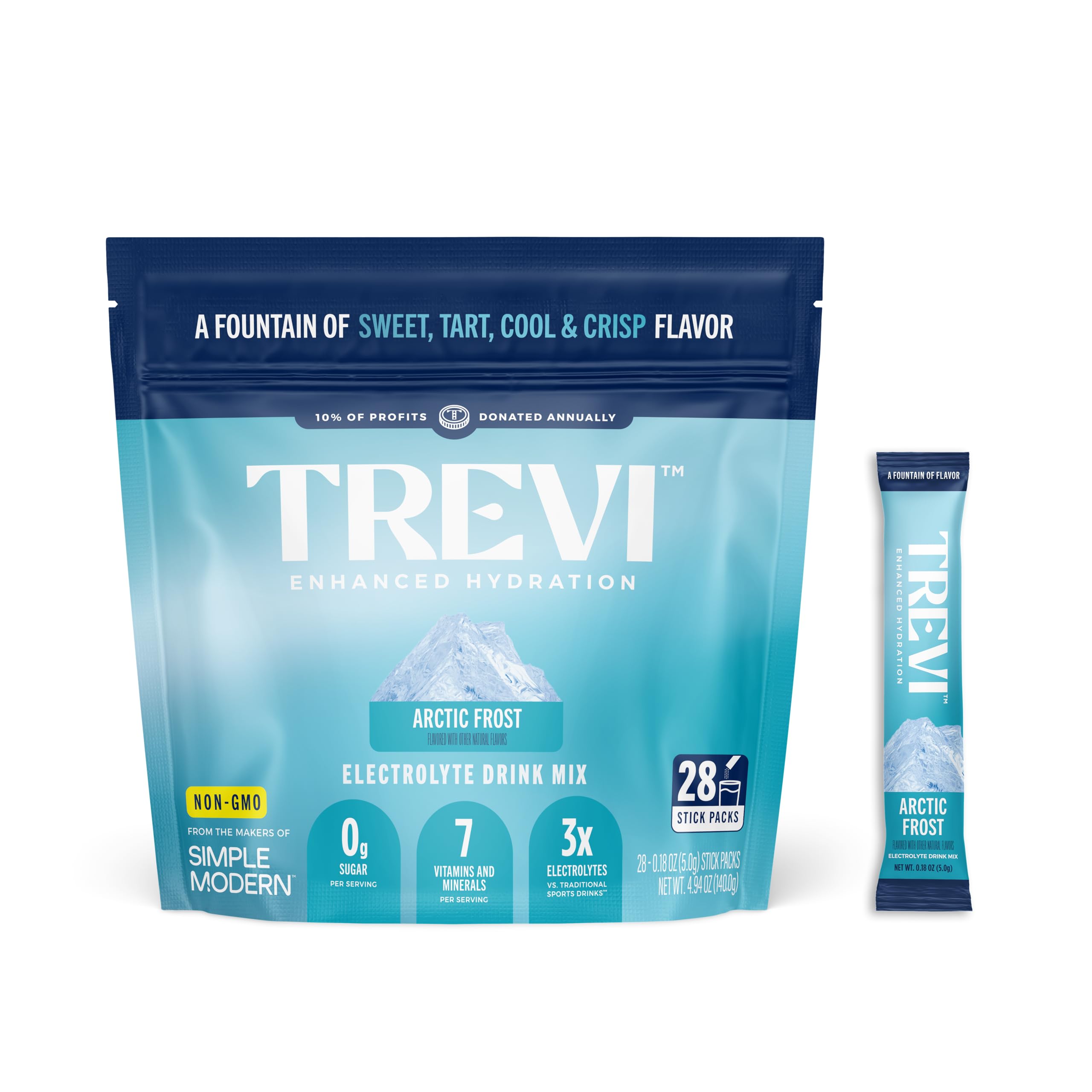 TREVI Sugar Free Electrolytes Arctic Frost packets for convenient daily hydration on the go