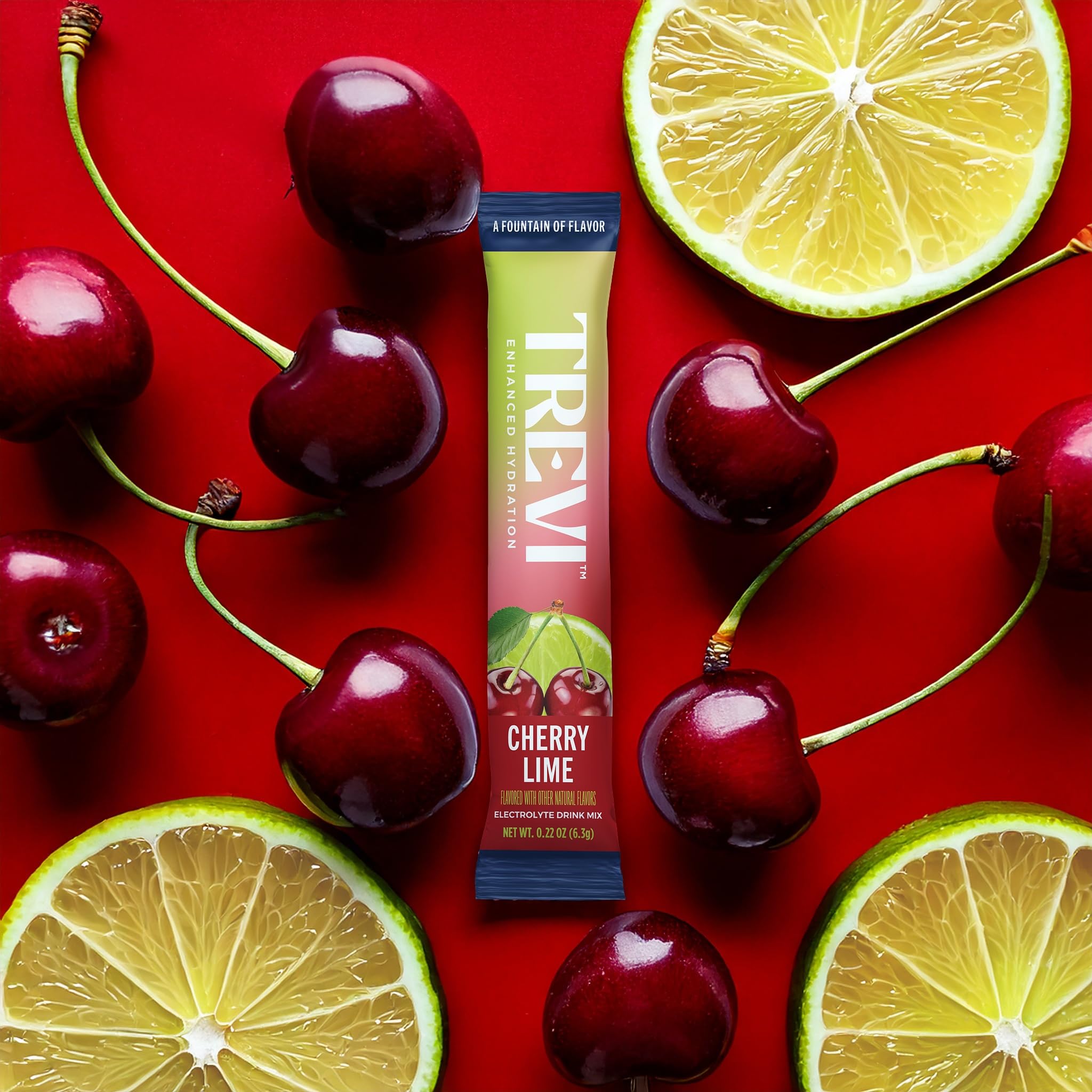 TREVI electrolyte stick ready to mix for flavorful on-the-go hydration.