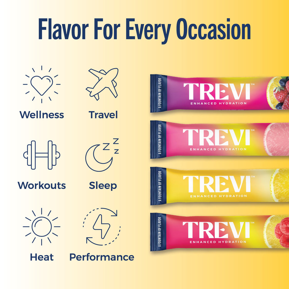 TREVI electrolyte drink in a glass with ice for refreshing hydration