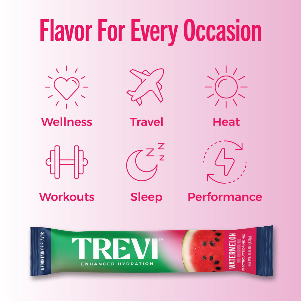 TREVI vegan and non-GMO badge signifies clean ingredients.