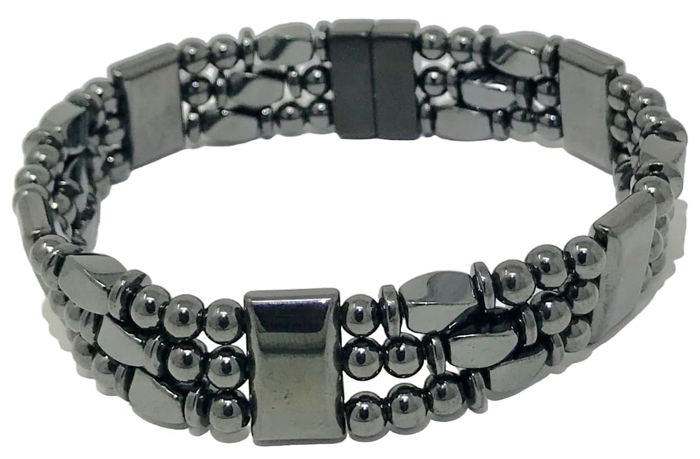 Tri-Power Magnetic Hematite Bracelet close-up of beads for daily wear