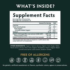TRIBE ORGANICS Ashwagandha KSM-66 gummies with amla fruit, vitamin C boost