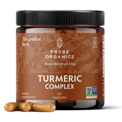 TRIBE ORGANICS Turmeric Curcumin bottle front emphasizing high potency for joint support.