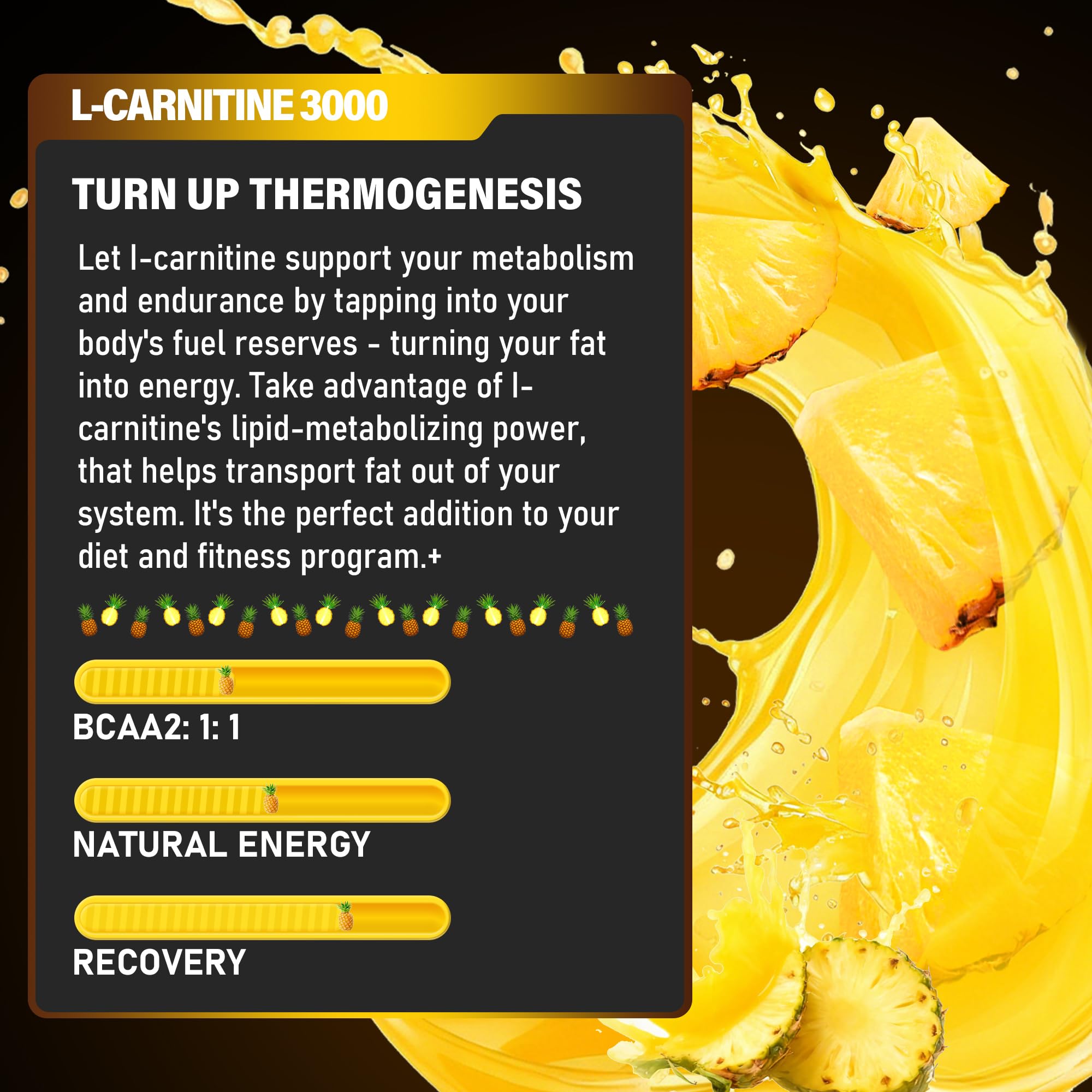Trihood label closeup of L-Carnitine 3000 highlights clean ingredient lineup.