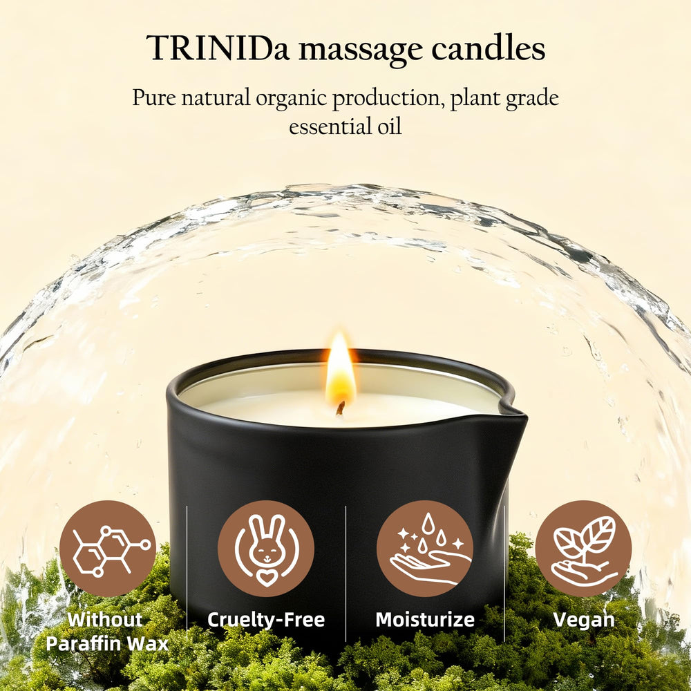 TRINIDa low-temperature candle safely heats for comfortable skin care.