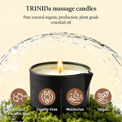 TRINIDa low-temperature candle safely heats for comfortable skin care.