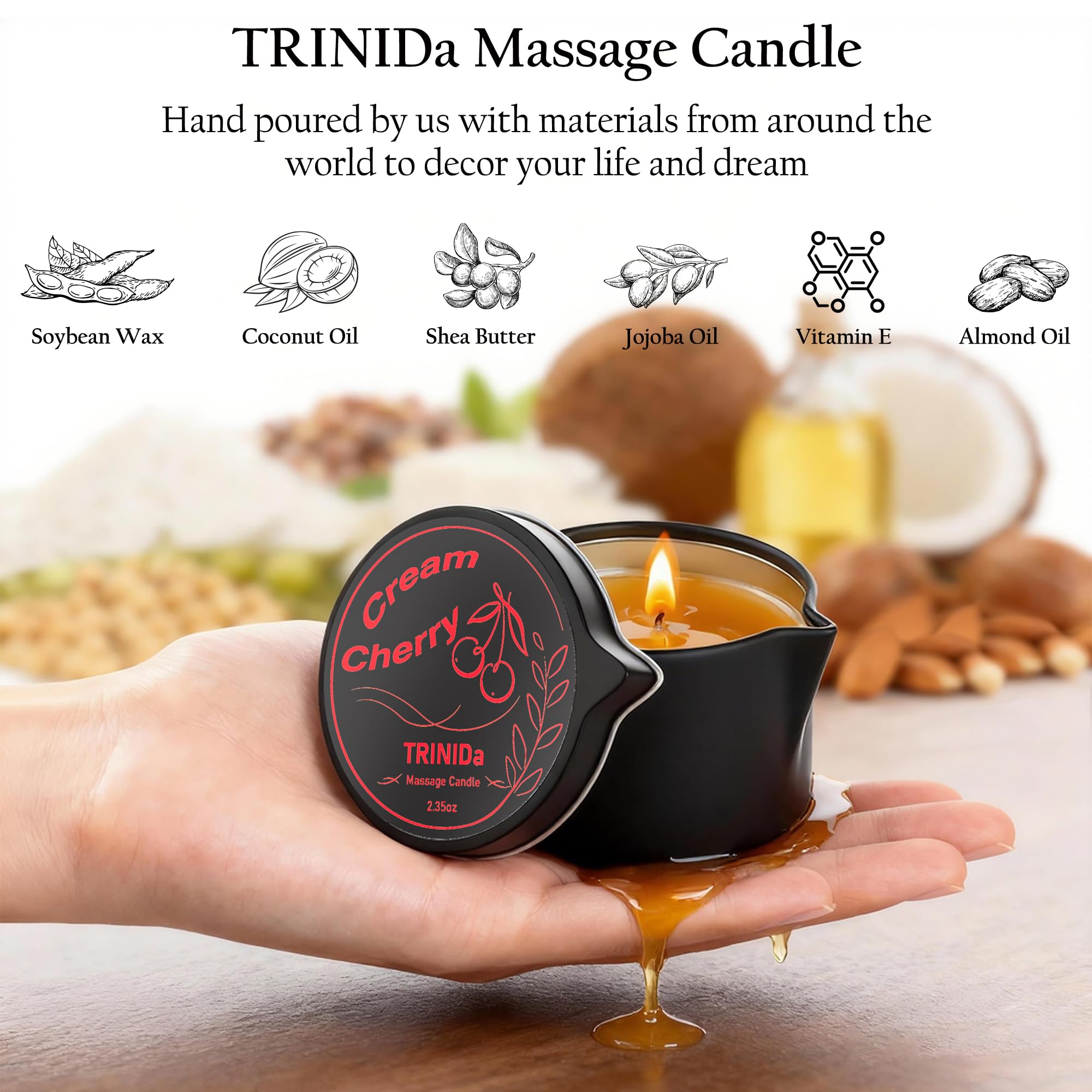 TRINIDa silky oil melt provides warm, non-greasy hydration during a massage.