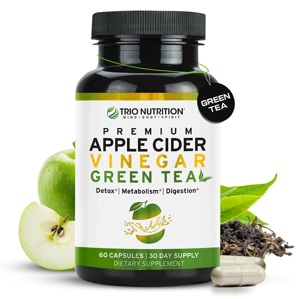 TRIO NUTRITION apple cider vinegar capsules bottle for detox and metabolism support