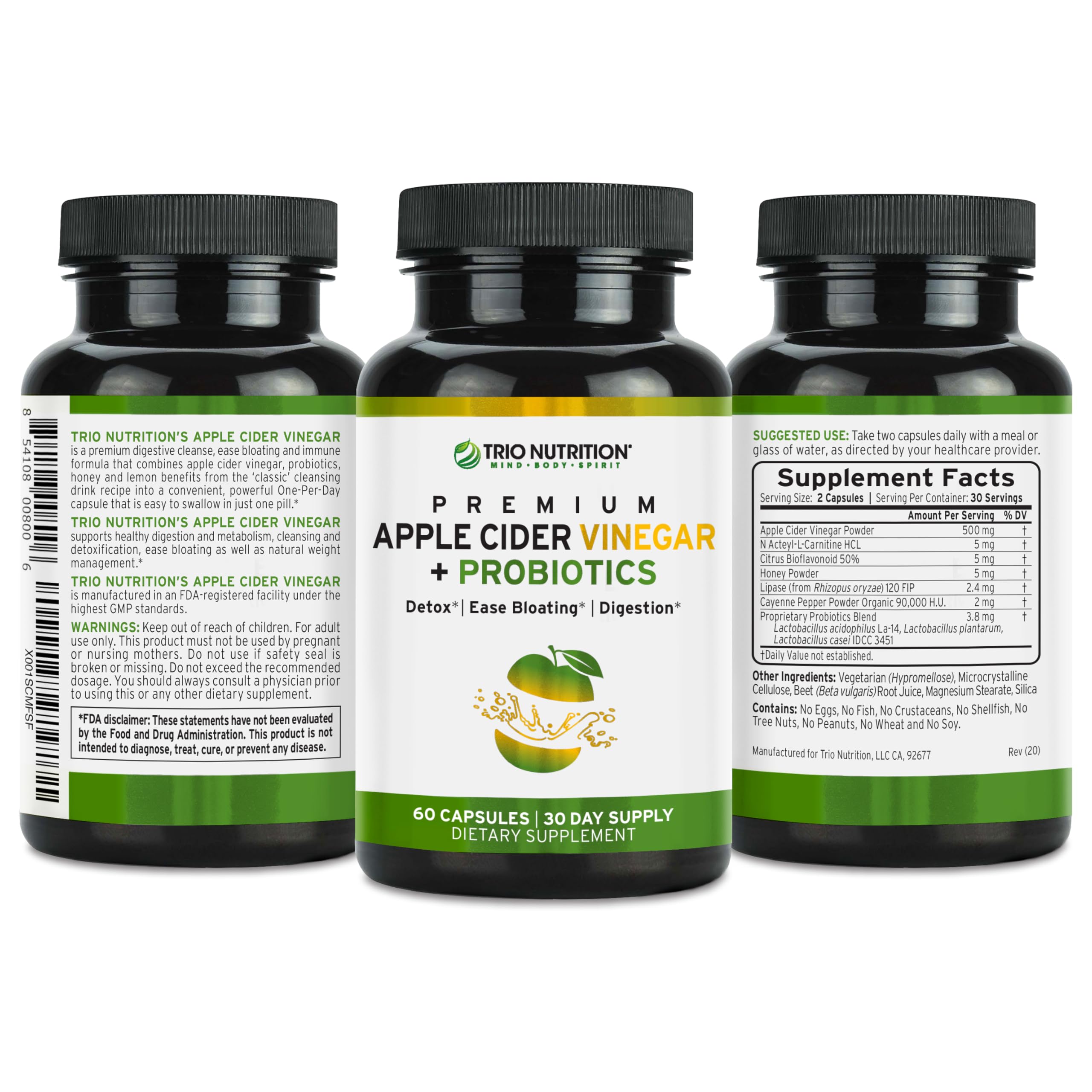 TRIO NUTRITION capsules easy to swallow for daily wellness.